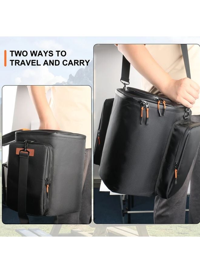 Durable Black Speaker Case With Metal Hook Zipper Multiple Compartments Travel Bag - Image 4